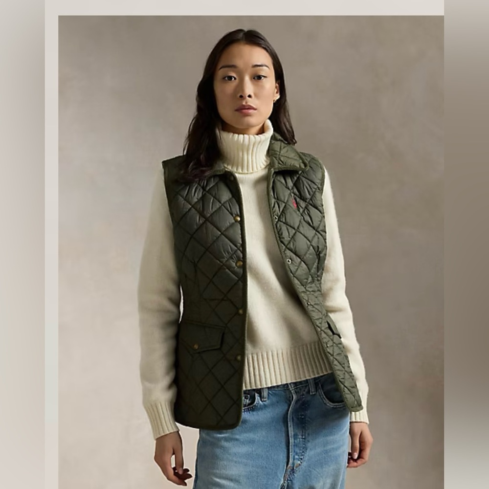 POLO Ralph Lauren Corduroy Trim Quilted Vest Size S NWT